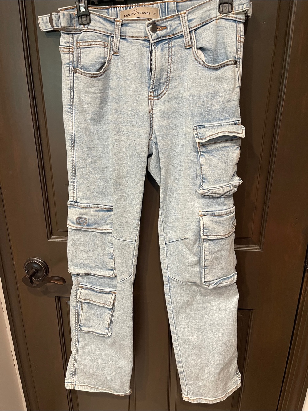 Light Wash Cargo Jeans for Women -